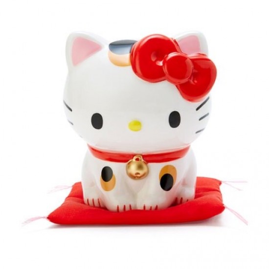 日本 Sanrio hello kitty 招財貓 陶瓷錢箱