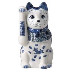 瀨戶燒 藍色 招財貓 金運招福 17.5CM招き猫 瀨戶燒 藍色 招財貓 金運招福 17.5CM招き猫