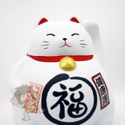 日本陶瓷招財貓錢箱-白/金色  日本陶瓷招財貓錢箱-白/金色